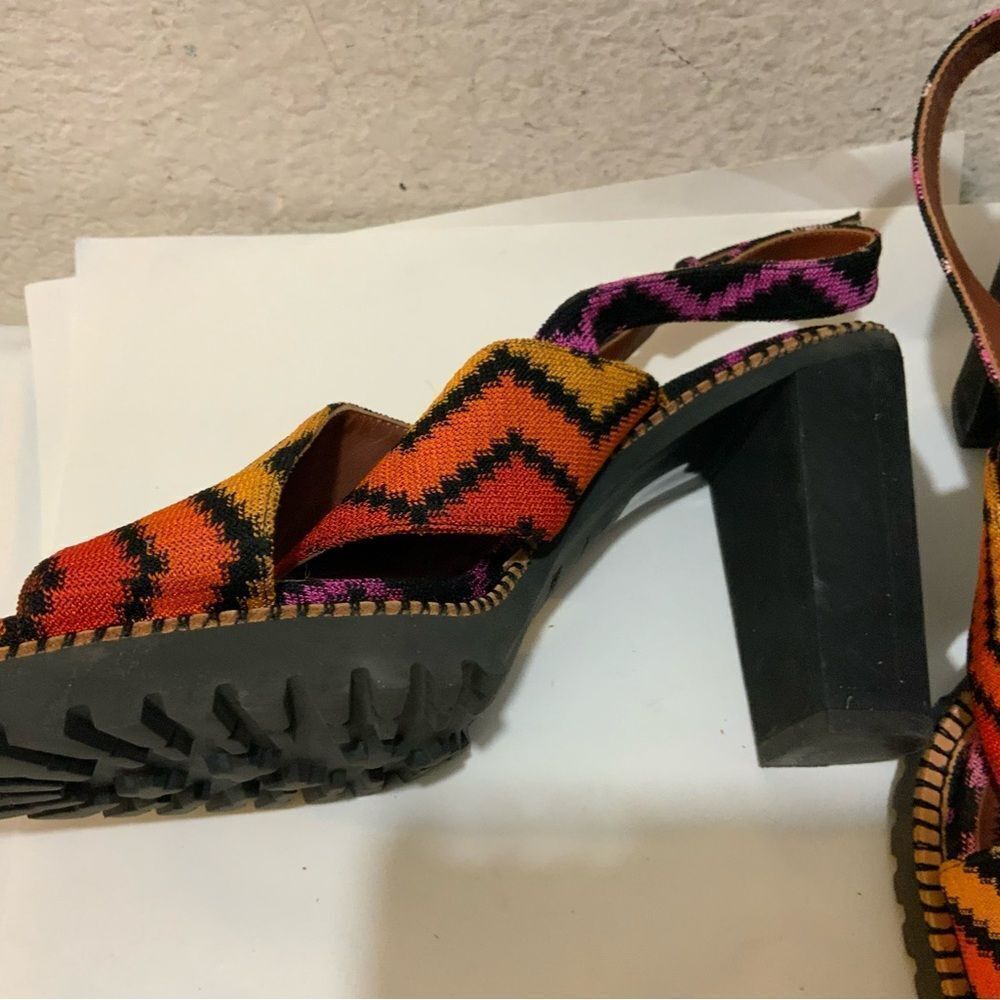 Missoni Multicolor Fabric Zig Zag Ankle Strap Sandals Size 40/ 9.5 Italy - Picture 10 of 14